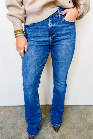 High Rise Bootcut Medium Wash Jeans by Mica