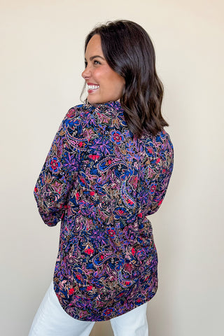 Dear Scarlett Lizzy Printed Top in Black