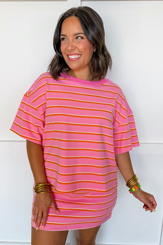 On Repeat Stripe Skort Set in Pink & Orange