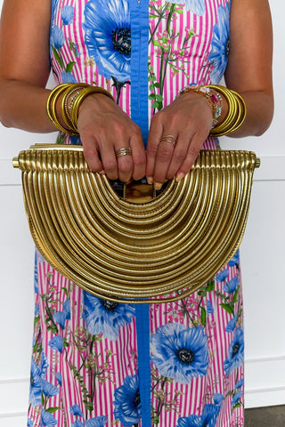 Resort Ready Raffia Clutch in Gold