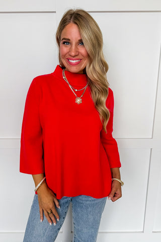 Timeless Touch Boxy Sweater in Red
