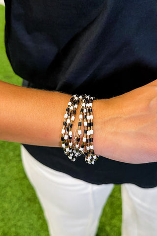 Team Spirit Bracelet Stack in Black & White