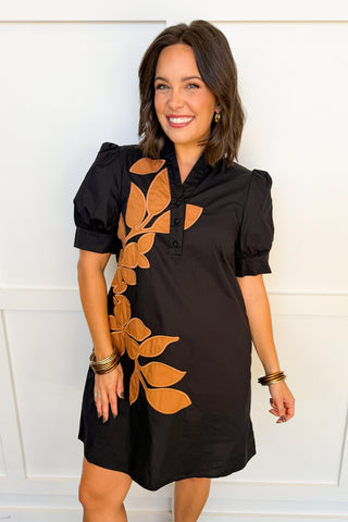 The Winslow Floral Motif Dress in Black