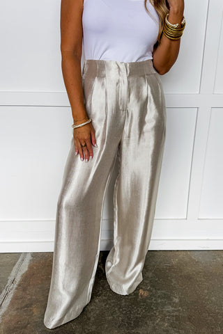 Dressed To Shine Wide Leg Pants in Champagne