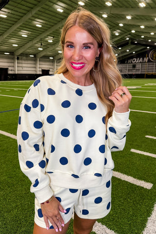 Dotted Set in Cream & Navy