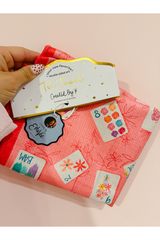 Reversible Parisian Mahjong Tea Towel