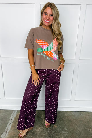 The Samantha Dot Pants in Burgundy