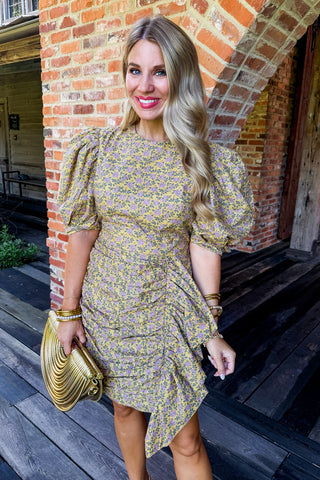 Sunlit Meadow Ruched Mini Dress