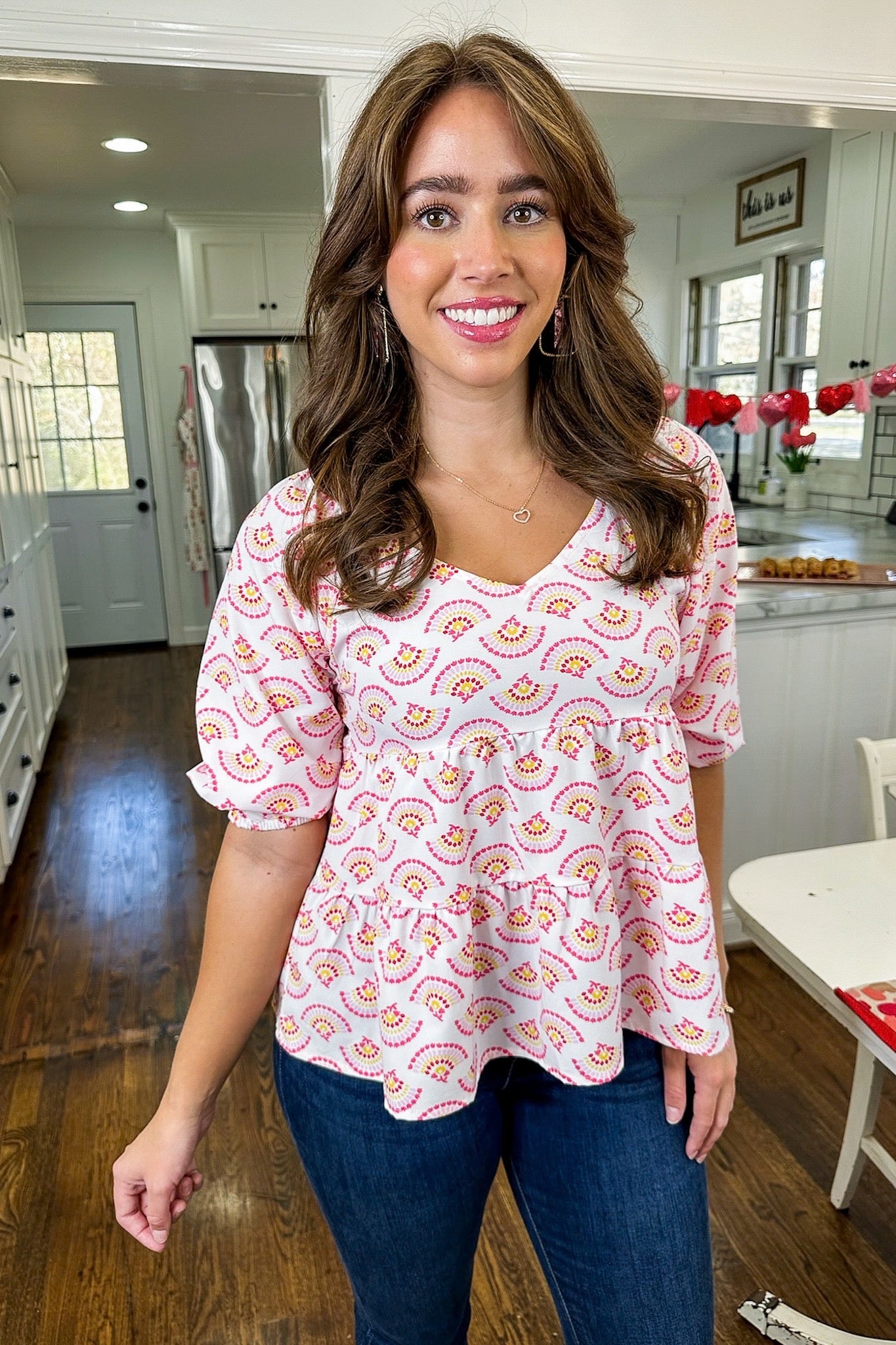 The Sophia Top in Pink Breezy Afternoon by Michelle McDowell