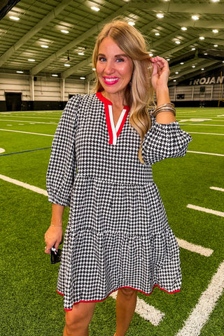 The Cooper Dress in Houndstooth Black by Mary Square