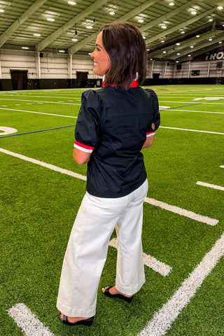 The Tricia Top in Black/Red by Mary Square
