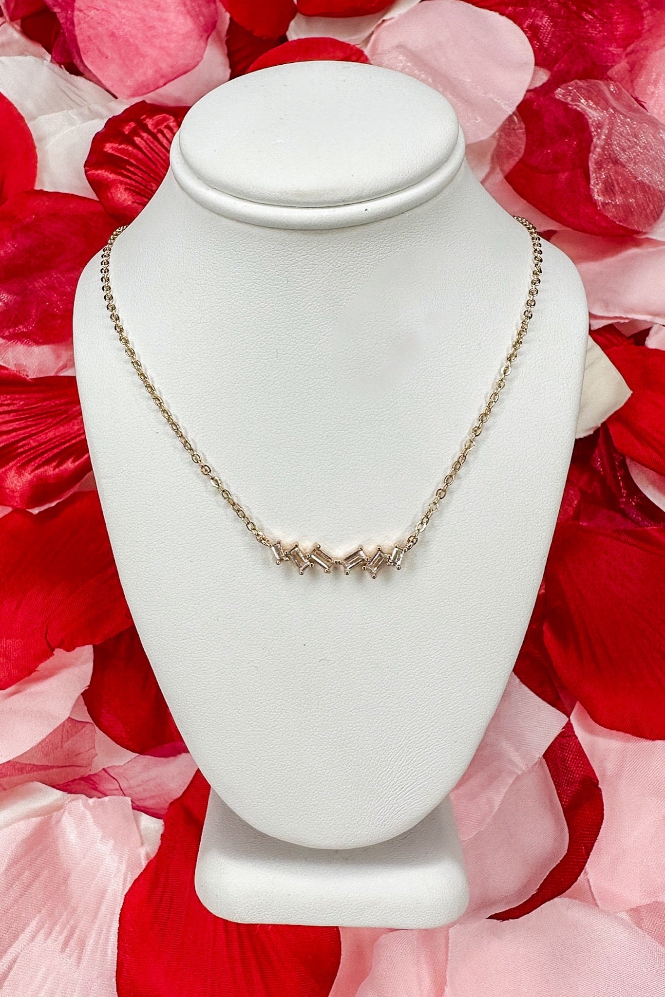Mini CZ Abstract Bar Selene Necklace in Gold