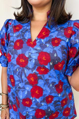 Midnight Bloom Ruffle Blouse