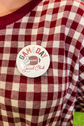 Maroon Game Day Social Club Pinback Button