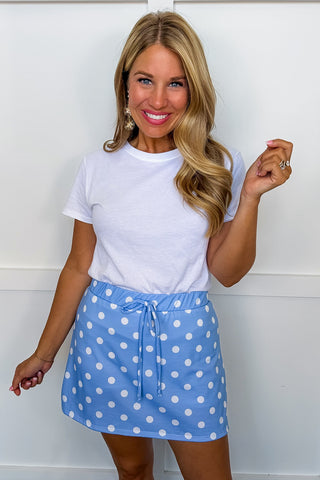 Sweet Spot Polka Dot Skort in Blue