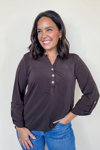 Dear Scarlett Liz Luxe Top in Chocolate