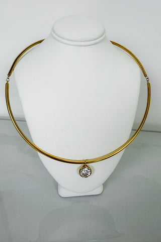 Juniper Stone Drop Collar Necklace in Round