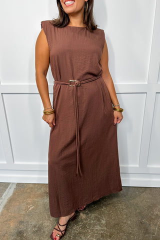 Radiance Ready Belted Midi Dress in Espresso