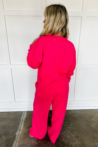 Weekend Reset Drawstring Waist Pants in Raspberry Pink