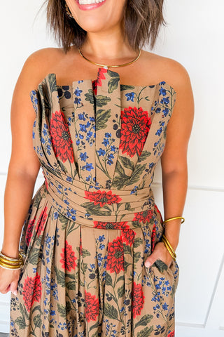 Autumn in Bloom Floral Midi Dress