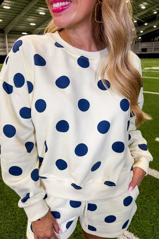 Dotted Set in Cream & Navy