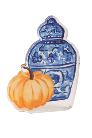 Chinoiserie Jar & Pumpkin Topiary Acrylic Sitter