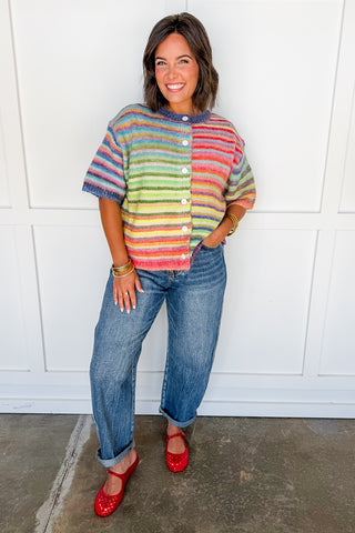 Somewhere Over The Rainbow Button Down Top