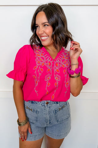 Pink Paradise Embroidered Blouse