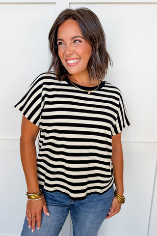 The Simply Chic Stripe Top in Black