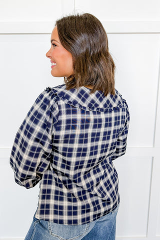 The Camden Plaid Ruffle Collar Top
