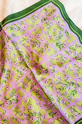 Lilac & Green Silk Bandana Scarf