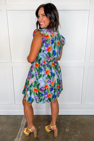 Beautifully Bold Floral Zip-Up Dress