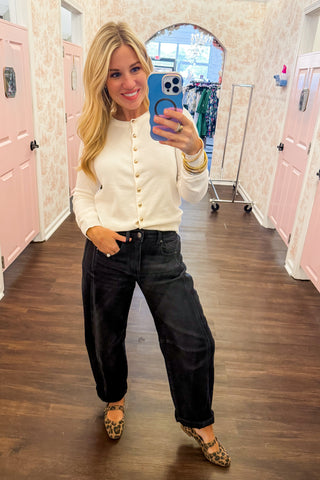 Risen Black Barrel Jeans