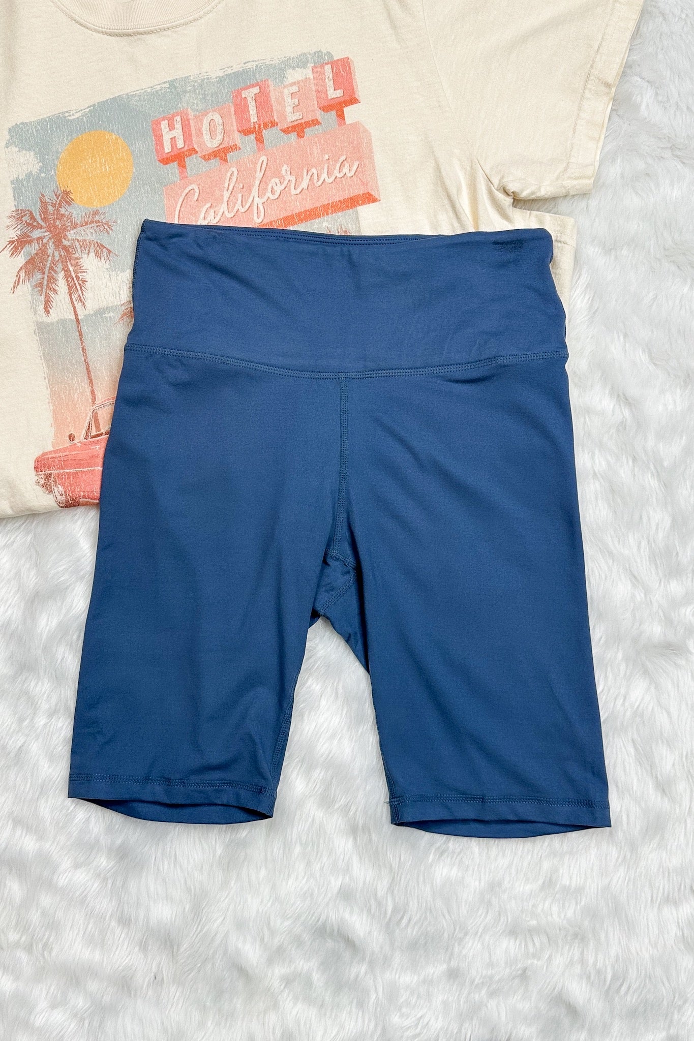 Buttery Soft Stretchy Biker Shorts in Slate Blue