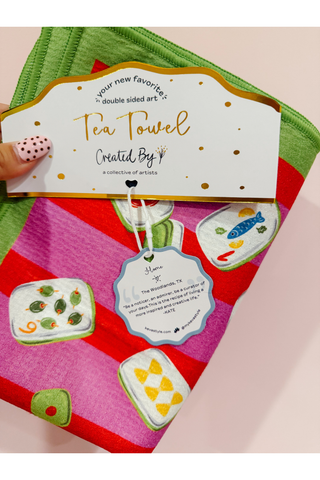 Reversible Striped Mahjong Tea Towel