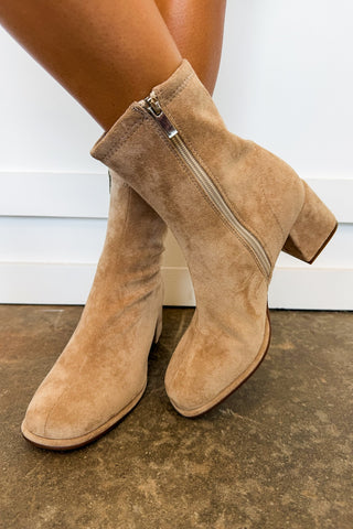 The Jolene Sand Suede Ankle Boot