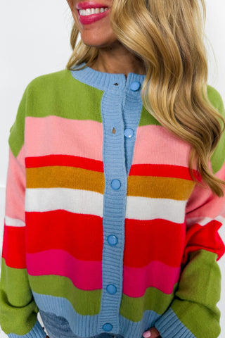 Class Favorite Color Block Stripe Cardigan