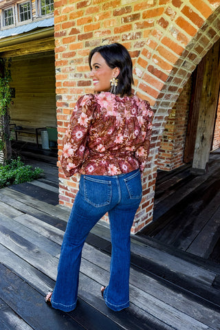 Harvest Bloom Tie Neck Top