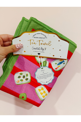 Reversible Striped Mahjong Tea Towel