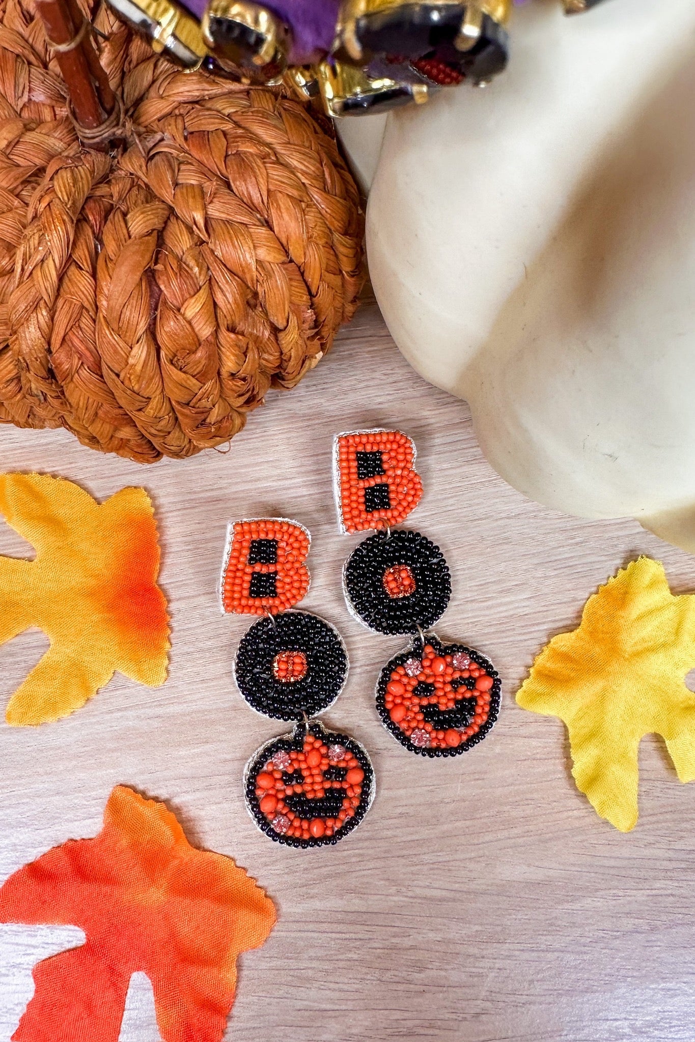 Boo Halloween Pumpkin Earring
