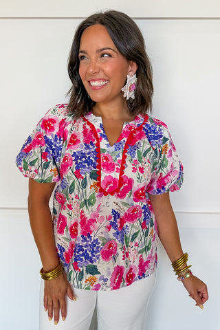 The Josie Wildflower Puff Sleeve Top