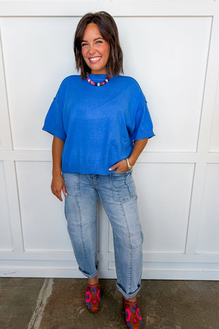 Everyday Ease Knit Top in Blue