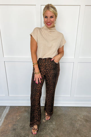 Wild Edge Leopard Print Scalloped Pant
