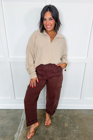 Always Ready Collared Top in Beige