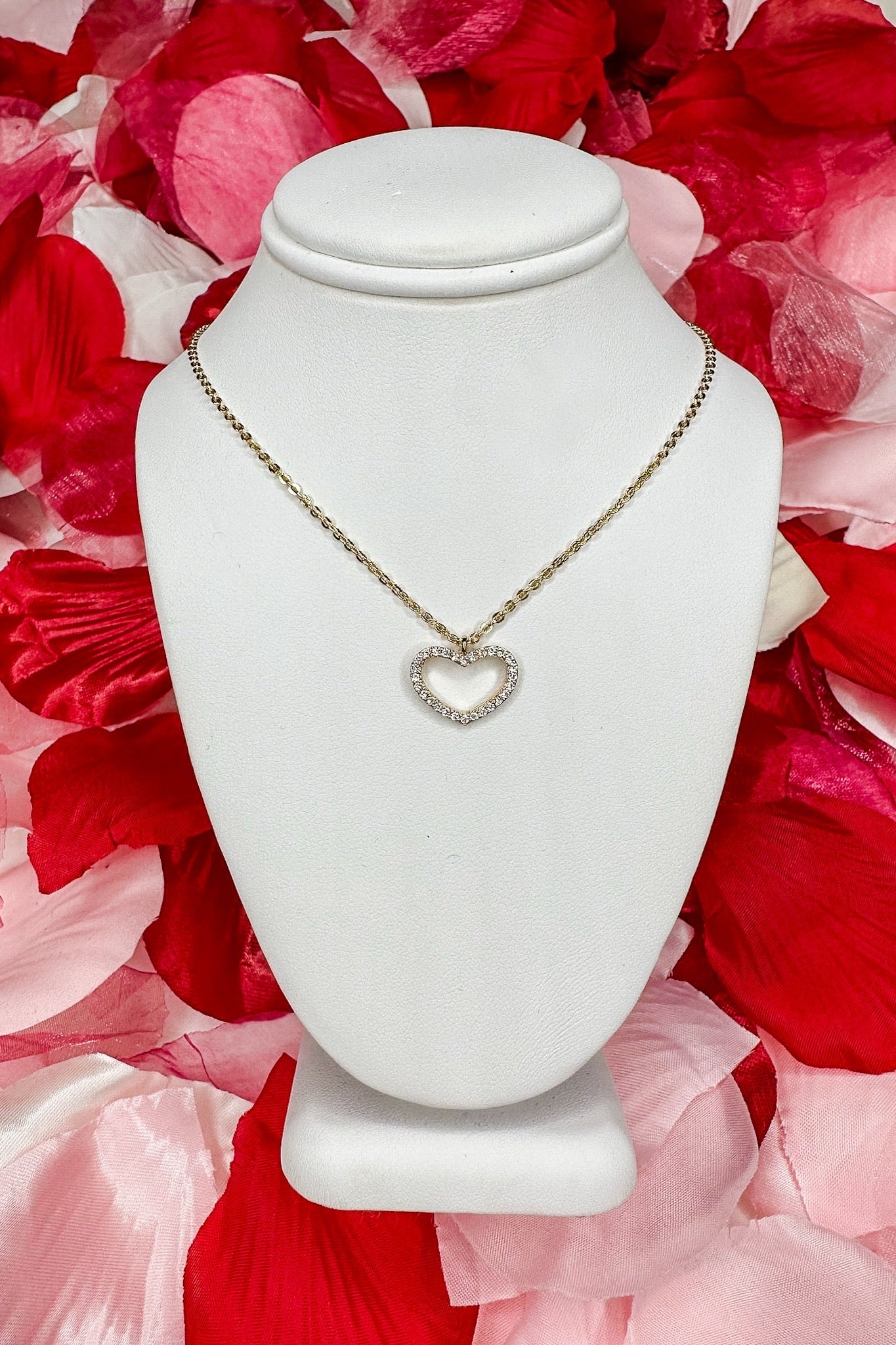 CZ Heart Charm Ciara Necklace in Gold