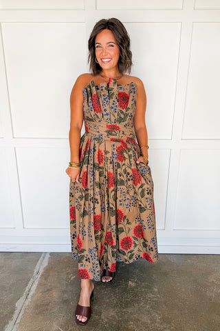 Autumn in Bloom Floral Midi Dress