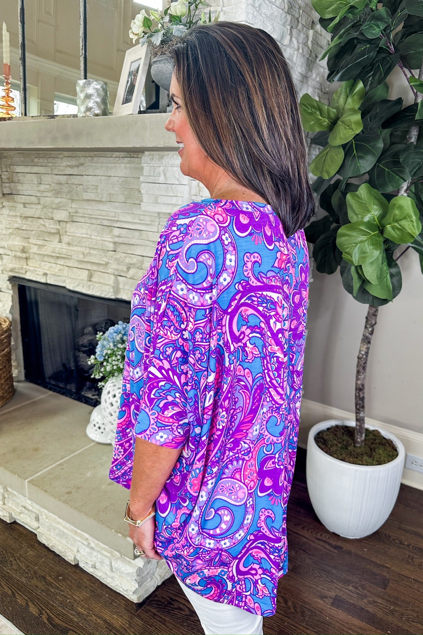 The Essential Top in Blue Purple Bold Paisley