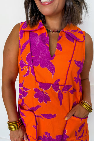 Island Bloom Pocketed Shift Dress