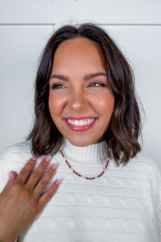 Red Bead Chic Necklace by Treasure Jewels