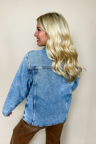 J&J Design - Pretty Little Scalloped Details Denim Jacket